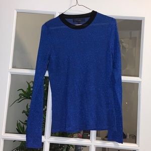 Rachel Roy electric blue and black sparkly long sleeve top